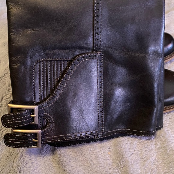 Lucky brand Andria black, tall leather books faux crepe sole gently worn size 10 - Picture 13 of 16